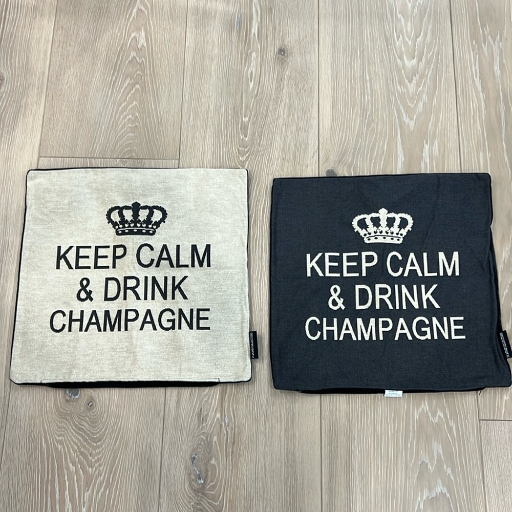 Set of 2 pillow covers.  Never used.  Charcoal and Cream color